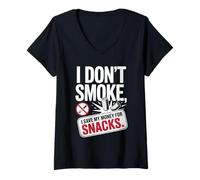 Mujer I Don't Smoke I Save My Money For Snacks No Fumador Camiseta Cuello V