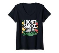 Mujer I Don't Smoke I Save My Money For Snacks No Fumador Camiseta Cuello V