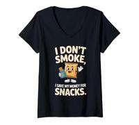 Mujer I Don't Smoke I Save My Money For Snacks No Fumador Camiseta Cuello V