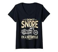 Mujer I Dont Snore I Dream I'm A Motorcycle Motocicleta Retro Biker Camiseta Cuello V
