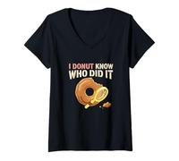 Mujer I Donut Know Who Did It Detective Cafetería Tienda Novedad Camiseta Cuello V
