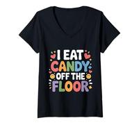 Mujer I Eat Candy Off The Floor Broma de Humor para Adultos - Camiseta Cuello V
