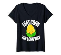 Mujer I Eat Corn The Long Way - Funny Inappropriate tee Camiseta Cuello V