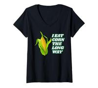 Mujer I Eat Corn The Long Way - Funny Inappropriate tee Camiseta Cuello V