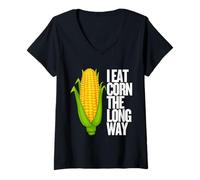 Mujer I Eat Corn The Long Way - Funny Inappropriate tee Camiseta Cuello V