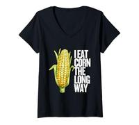 Mujer I Eat Corn The Long Way - Funny Inappropriate tee Camiseta Cuello V