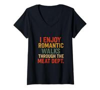 Mujer I Enjoy Romántico Paseo A Través De La Carne Dept Divertido Vintage Camiseta Cuello V