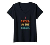 Mujer I Excel In The Sheets Contador Divertido Camiseta Cuello V