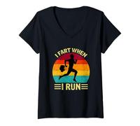 Mujer I Fart When I Run Funny Running Marathon Runner Triathlon Camiseta Cuello V