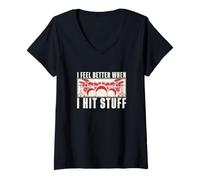 Mujer I Feel Better When I Hit Stuff Funny Drummer For A Drummer Camiseta Cuello V
