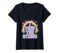 Mujer I Find The String Divertido Humor para Adultos Rainbow Camiseta Cuello V