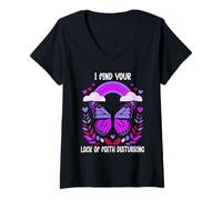 Mujer I Find Your Lack of Faith Disturbing Christian Butterfly Camiseta Cuello V