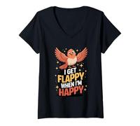 Mujer I Get Flappy When I'm Happy Cute Autism Awareness Bird Camiseta Cuello V