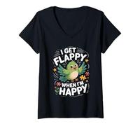 Mujer I Get Flappy When I'm Happy Cute Autism Awareness Bird Camiseta Cuello V
