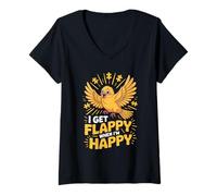 Mujer I Get Flappy When I'm Happy Cute Autism Awareness Bird Camiseta Cuello V