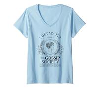 Mujer I Get My Tea from The Gossip Society Vintage Elegante Humor Camiseta Cuello V