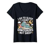 Mujer I Go To Sleep I Count Dinosaurs Not Sheep Sueños Camiseta Cuello V