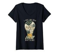 Mujer I Got An Idea Let's Go Outside Vintage Hiking Outdoors Lover Camiseta Cuello V