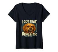 Mujer I Got That Dawg In Me Meme Camiseta Golden Retriever Camiseta Cuello V
