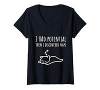 Mujer I Had Potential Then I Discovered Naps Funny Saying Camiseta Cuello V