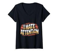 Mujer I Hate Attention Introvert Quiet Social Mood - Camiseta Cuello V