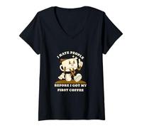 Mujer I Hate People Before I Got My First Coffee Humour Camiseta Cuello V