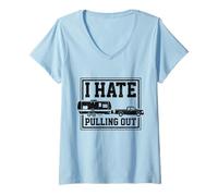 Mujer I Hate Pull Out Funny Camping Caravan Camper Camiseta Cuello V