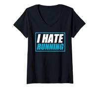 Mujer I Hate Running Jogging Corredor Divertido Carrera Camiseta Cuello V