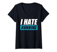 Mujer I Hate Running Jogging Corredor Divertido Carrera Camiseta Cuello V