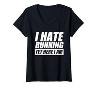 Mujer I Hate Running Jogging Corredor Divertido Carrera Camiseta Cuello V