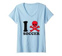Mujer I Hate Soccer Not Fan Parodia of I Heart European Football Camiseta Cuello V