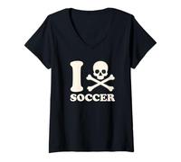 Mujer I Hate Soccer Not Fan Parodia of I Heart European Football Camiseta Cuello V