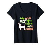 Mujer I Have A Chihuahua Dog Lucky Charm Funny St Patricks Day Camiseta Cuello V