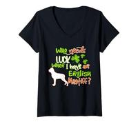 Mujer I Have An English Mastiff Dog Lucky Shamrock St Patricks Day Camiseta Cuello V