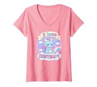 Mujer I Have Contempt Cute Kawaii Dragon Sarcástico Mood Art Rosa Camiseta Cuello V