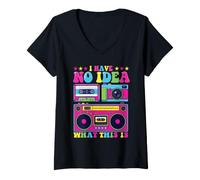 Mujer I Have No Idea What This Is - Disfraz de Fiesta temática de los años 80 Camiseta Cuello V
