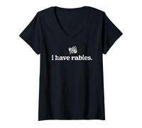Mujer I Have Rabies Sign Cute But Feral Dog Mom Cat Lady Paw Print Camiseta Cuello V