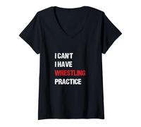 Mujer I Have Wrestling Practice Tipografía clásica desgastada en Negrita Camiseta Cuello V