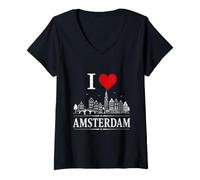 Mujer I Heart Amsterdam I Love Amsterdam Souvenir Camiseta Cuello V
