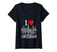 Mujer I Heart Amsterdam I Love Amsterdam Souvenir Camiseta Cuello V