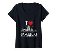 Mujer I Heart Barcelona I Love Barcelona Souvenir Camiseta Cuello V