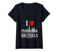 Mujer I Heart Brussels I Love Brussels Souvenir Camiseta Cuello V