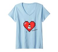Mujer I Heart Christmas I Love Christmas Pixel Snowman Gamer Kids Camiseta Cuello V