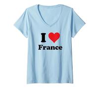 Mujer I Heart France Love Country Souvenir Themed Stuff Camiseta Cuello V
