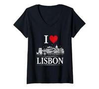 Mujer I Heart Lisbon I Love Lisbon Souvenir Camiseta Cuello V