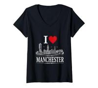 Mujer I Heart Manchester I Love Manchester Souvenir Camiseta Cuello V