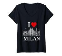 Mujer I Heart Milan I Love Milan Souvenir Camiseta Cuello V