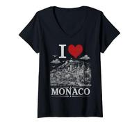 Mujer I Heart Monaco I Love Monaco Souvenir Camiseta Cuello V