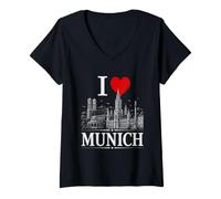 Mujer I Heart Munich I Love Munich Souvenir Camiseta Cuello V