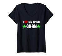 Mujer I Heart My Irish Gran Lucky St Patricks Day Family Shamrock Camiseta Cuello V